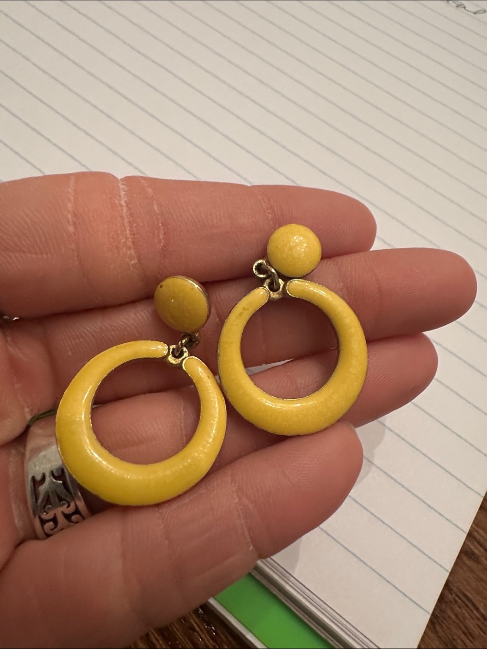 VTG Yellow Gold Color enamel earrings